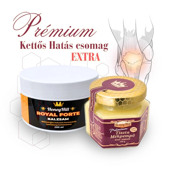 Prémium Kettős Hatás csomag - 100 g (2 havi adag) Prémium Méhpempő + 1db Royal FORTE Balzsam 200 ml